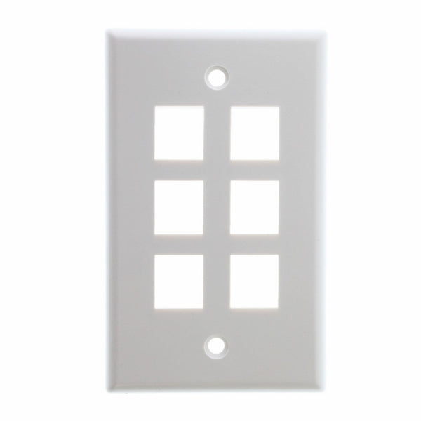 ICC IC107F06WH Single-Gang 6-Port Modular Keystone Face Cover Plate, White