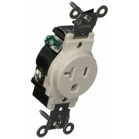 Leviton T5020-W 20-Amp 125-Volt NEMA 5-20R, 2-Pole, 3W, Narrow Body Single Receptacle, White