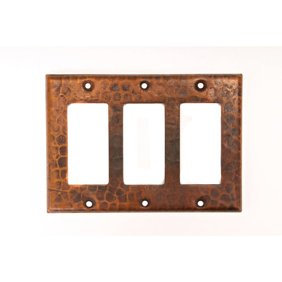 Premier Copper Products SR3 Copper Switch Plate Triple Ground Fault/Rocker GFI Cover, Oil Rubbed Bronze