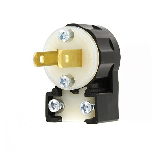 Leviton MS2-AP 15 Amp, 125 Volt, Non-Grounding, Straight Blade, Plug, Industrial Grade, Midget Angle, Black-White