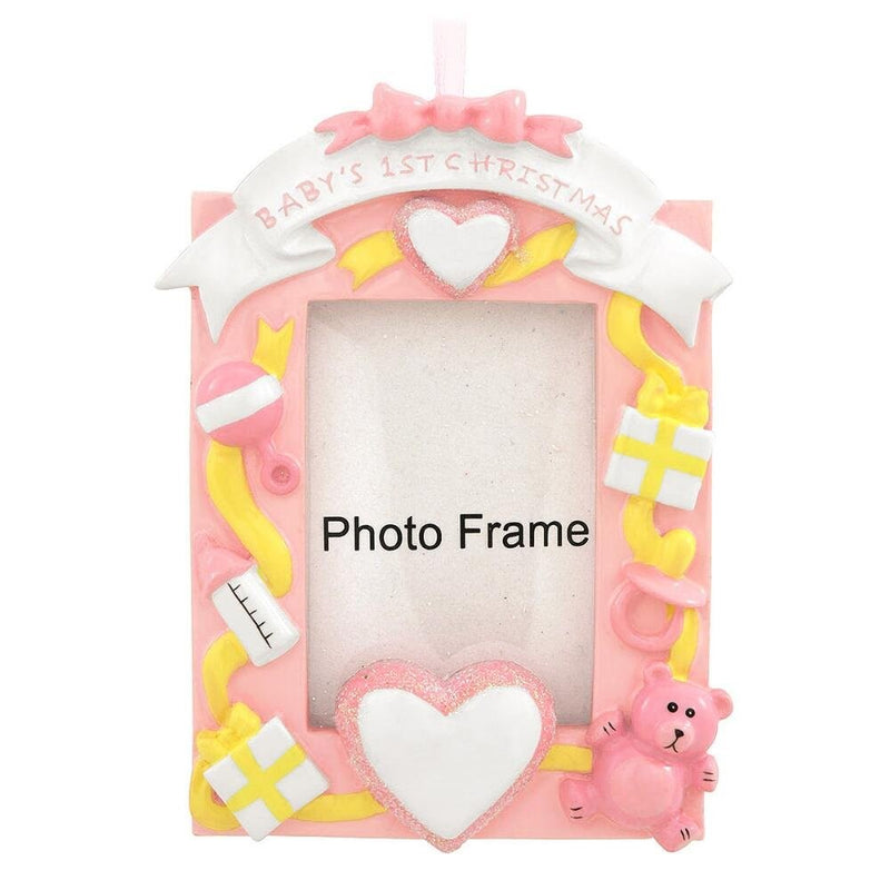 Baby's First Christmas Girl Picture Frame Ornament