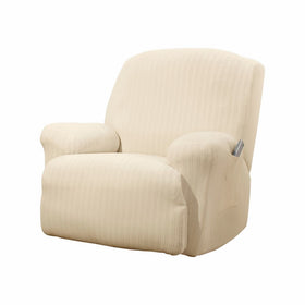 Sure Fit Stretch Pinstripe 1-Piece - Recliner Slipcover - Cream (SF39058)