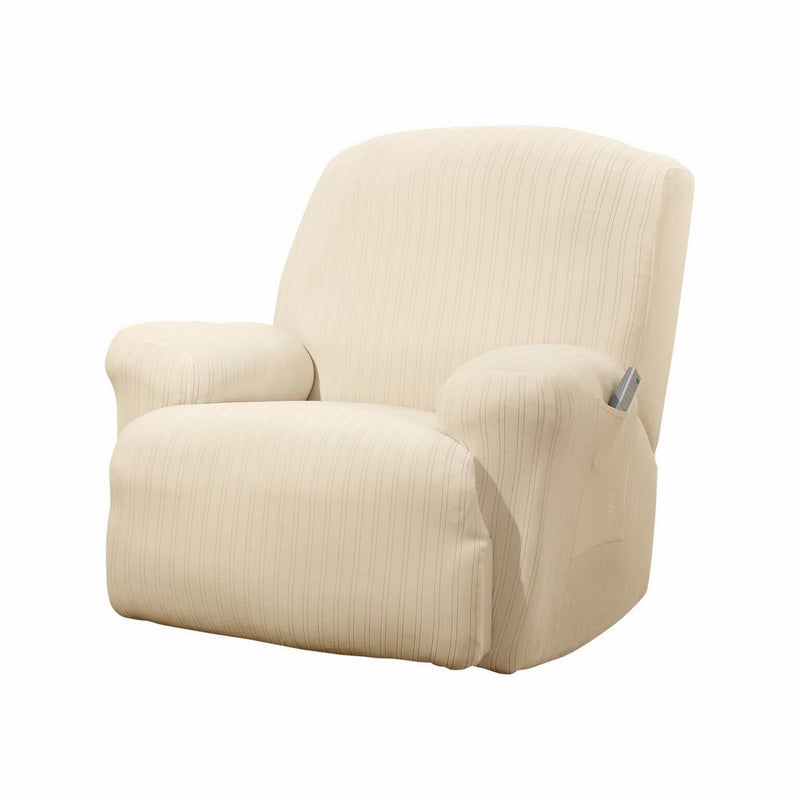 Sure Fit Stretch Pinstripe 1-Piece - Recliner Slipcover - Cream (SF39058)