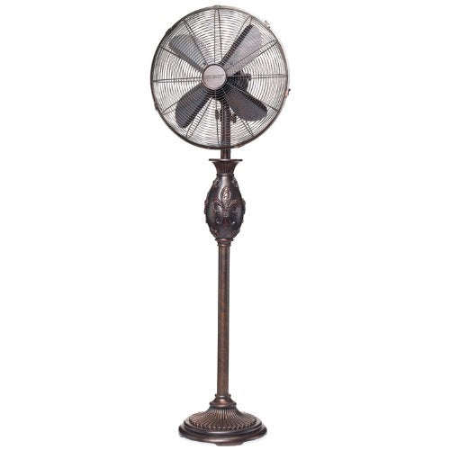 DecoBREEZE Pedestal Fan 3 Speed Oscillating Fan, 16 In, Fleur De Lis