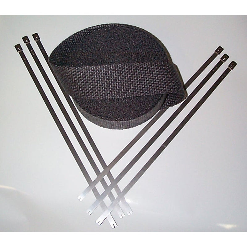 HDM 50ft Roll Black Racing Fiberglass Exhaust Header Pipe Wrap Tape & Ties Combo KIT