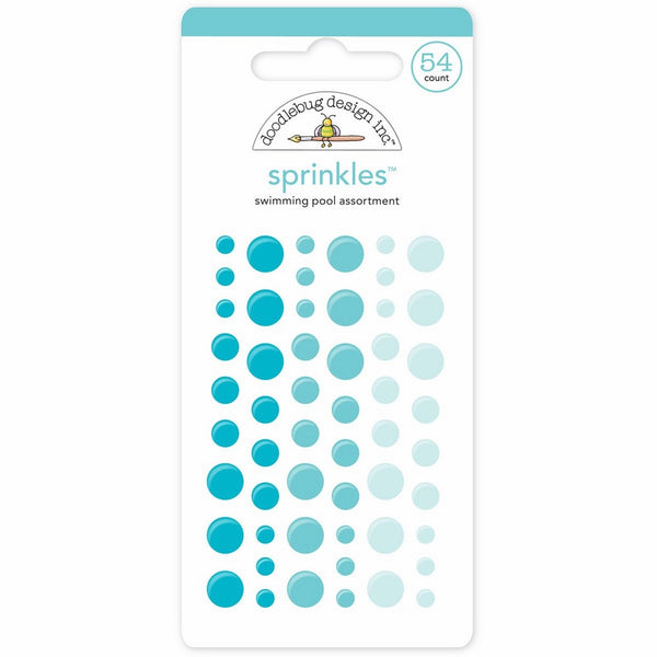 Crafters Workshop MONOS-4010 Glossy Enamel Adhesive Sprinkles, Swimming Pool Dots, 54 Per Package