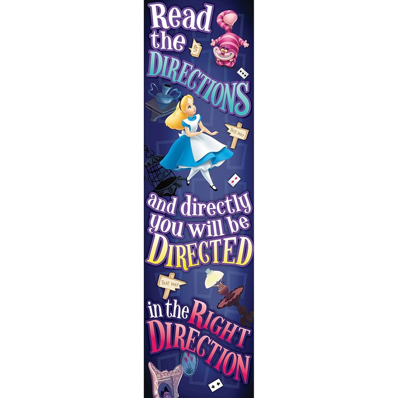 Eureka Alice In Wonderland Vertical Classroom Banner, Directions, Measures 45 x 12