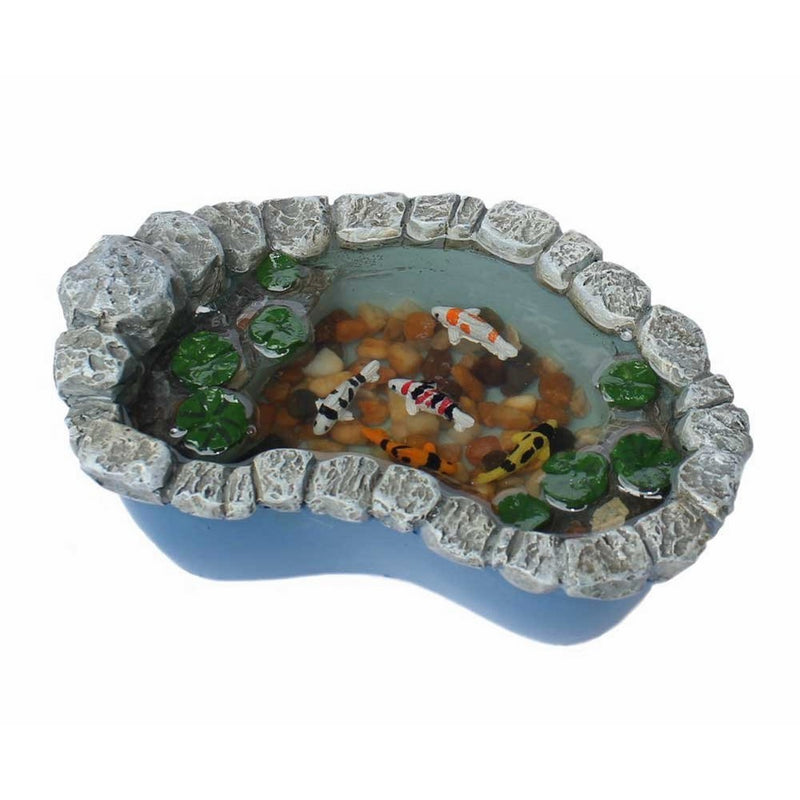 Georgetown Miniature Fairy Garden Koi and Lily Pad Pond Furniture Gnome Figurine Statue Sculpture for Home Terrarium Yard Patio and Lawn Outdoor Decor Supplies Accessories