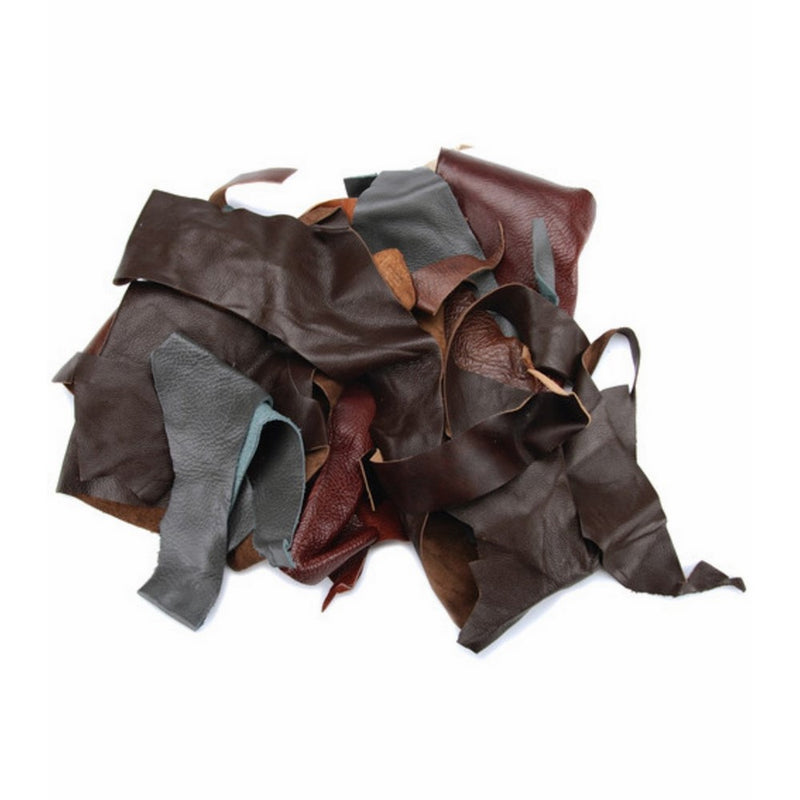 REED Scraps - 2 Pound Leather from Garment Cutting Mostly Black Color, 2 lb.