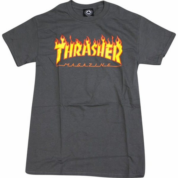 Thrasher Magazine Flame Grey T-Shirt - X-Larg