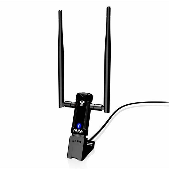 Alfa Long-Range Dual-Band AC1200 Wireless USB 3.0 Wi-Fi Adapter w/2x 5dBi External Antennas - 2.4GHz 300Mbps / 5Ghz 867Mbps - 802.11ac & A, B, G, N