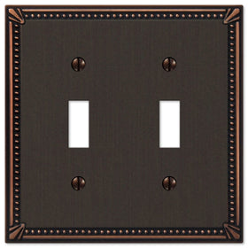 AmerTac 74TTDB 2 Toggle Aged Bronze Cast Metal Wallplate