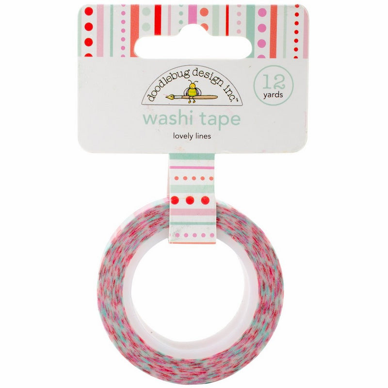 Doodlebug 4986 Washi Tape, 15mm x 12 yd, Sweet Things Lovely Lines, Multicolor