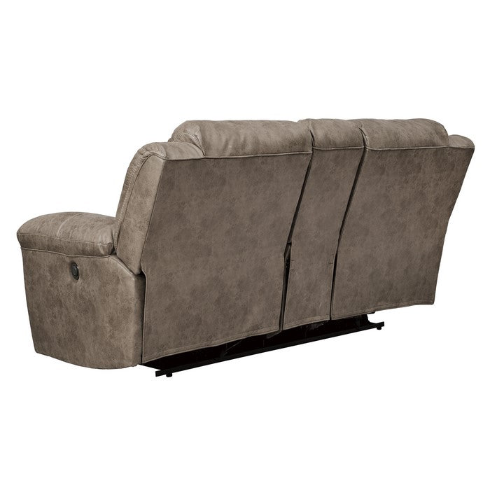 Wooden Dual Recliner Power Loveseat with Storage Console, Gray