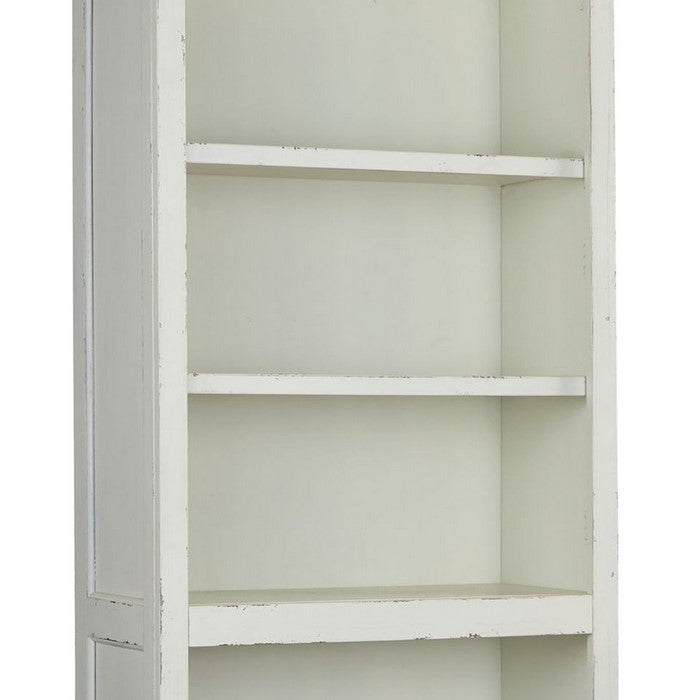 Wooden Frame Pier with 3 Adjustable and 1 Fixed Shelf, Antique White