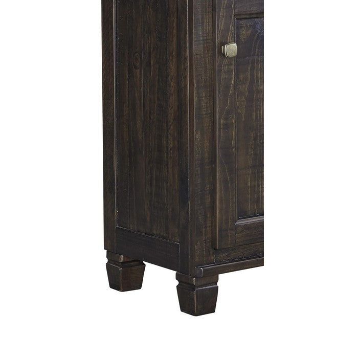 Wooden Left Pier Cabinet with 1 Door and 2 Shelves, Dark Brown