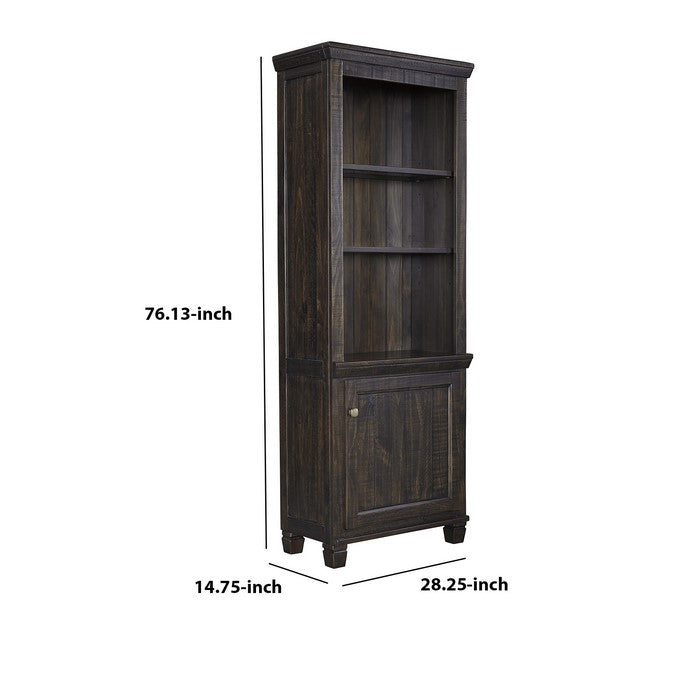 Wooden Left Pier Cabinet with 1 Door and 2 Shelves, Dark Brown