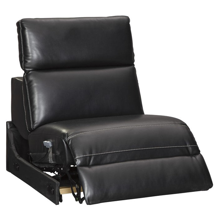 Wooden Power Recliner with Contrast Stitching and Split Backrest, Black