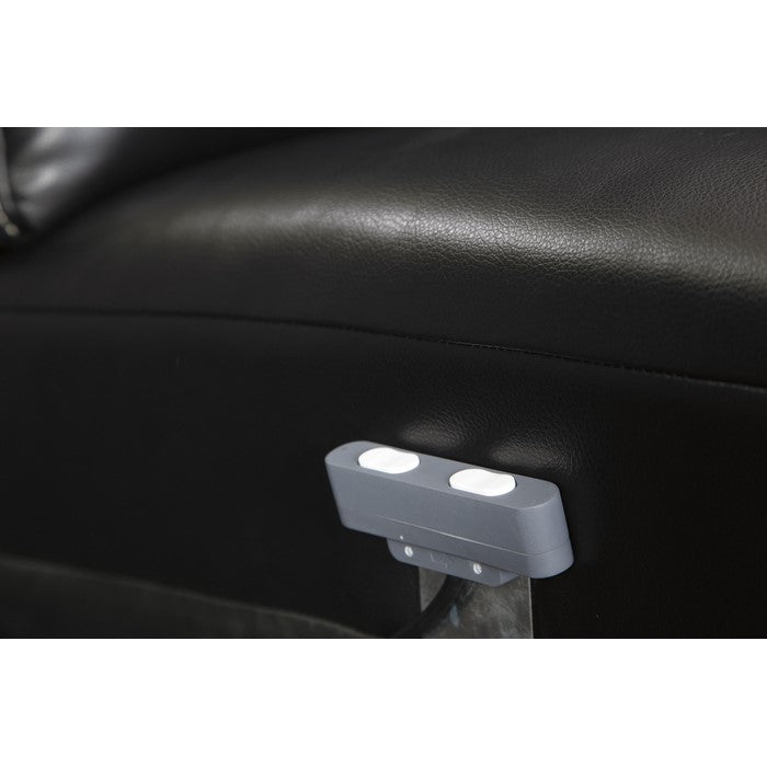 Wooden Power Recliner with Contrast Stitching and Split Backrest, Black