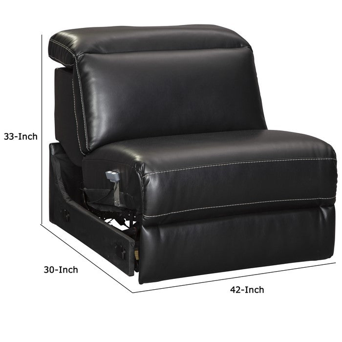 Wooden Power Recliner with Contrast Stitching and Split Backrest, Black