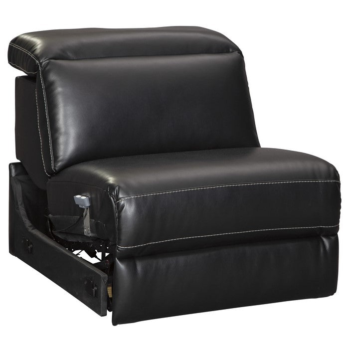 Wooden Power Recliner with Contrast Stitching and Split Backrest, Black
