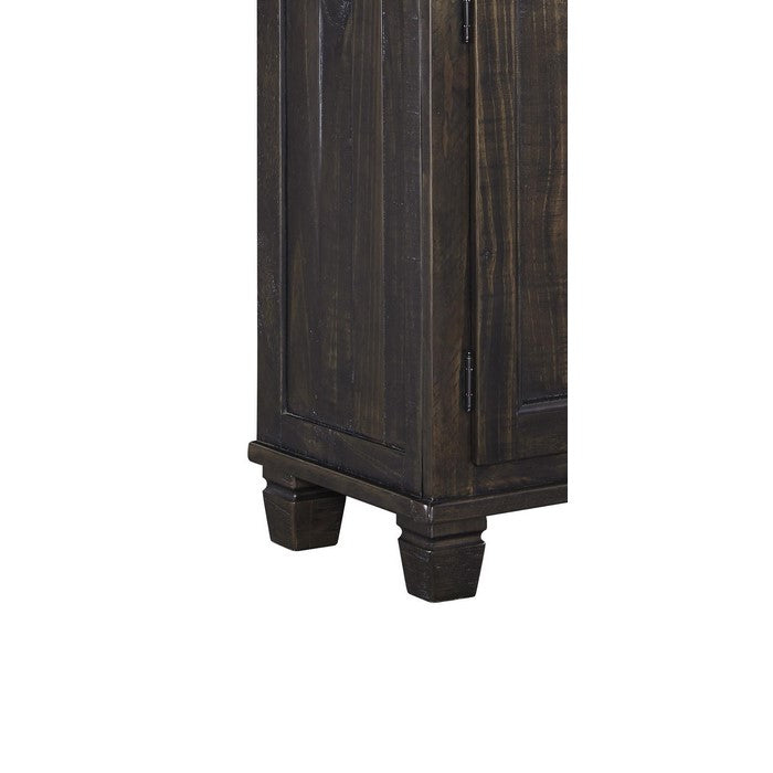 Wooden Right Pier Cabinet with 1 Door and 2 Shelves, Dark Brown