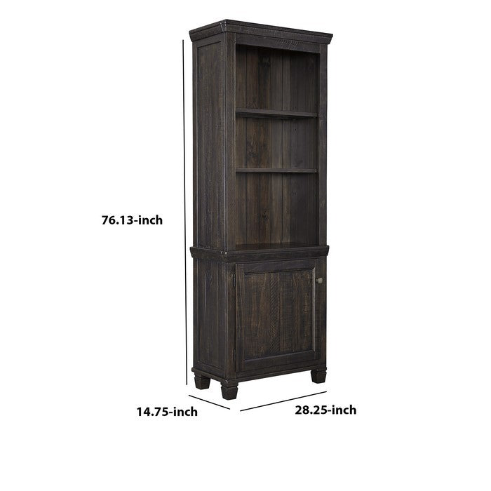 Wooden Right Pier Cabinet with 1 Door and 2 Shelves, Dark Brown