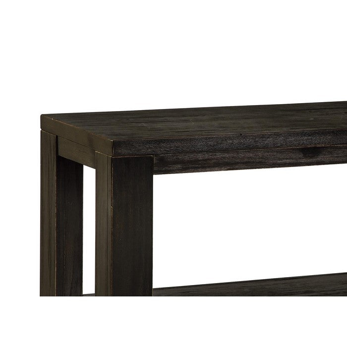 Wooden Sofa Table with 2 Drawers and 1 Bottom Shelf, Dark Gray