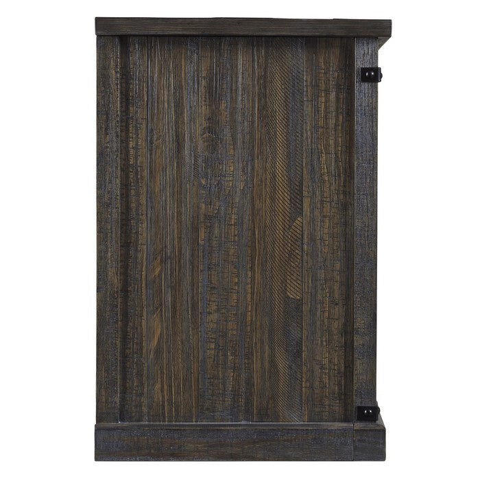 Wooden TV Stand with Barn Sliding Door and 4 Shelves, Medium, Brown