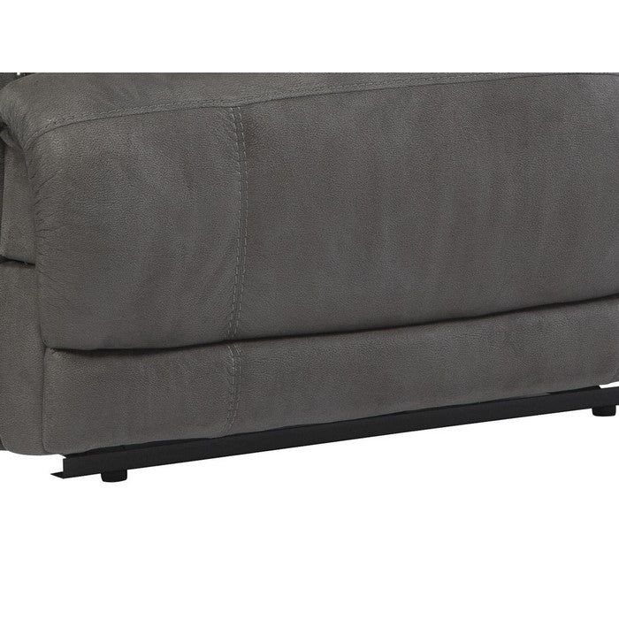 Wooden Zero Wall Recliner with Nailhead Trims and Rolled Arms, Gray
