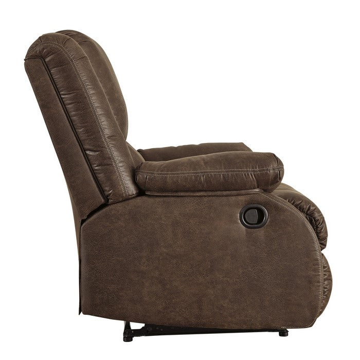 Wooden Zero Wall Recliner with Pillow Top Arms and Tufted Back, Brown