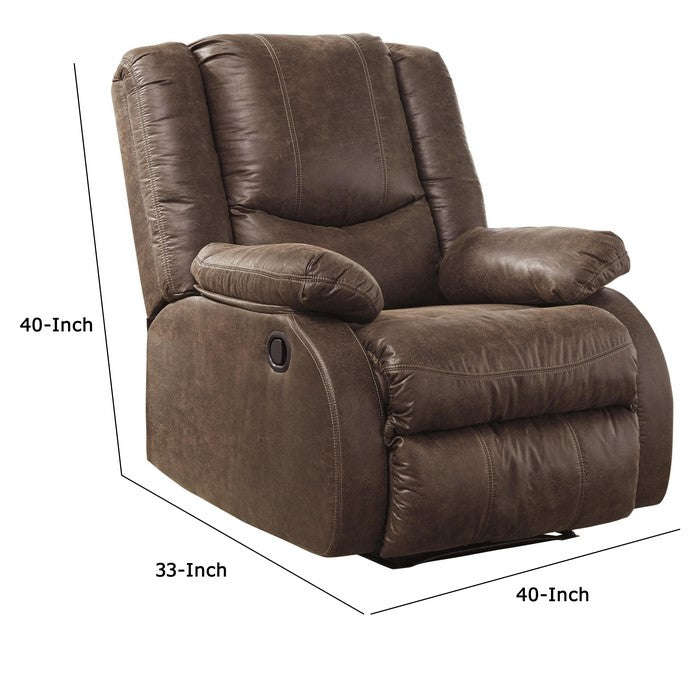 Wooden Zero Wall Recliner with Pillow Top Arms and Tufted Back, Brown