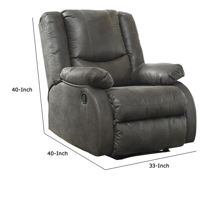 Wooden Zero Wall Recliner with Pillow Top Arms and Tufted Back, Gray