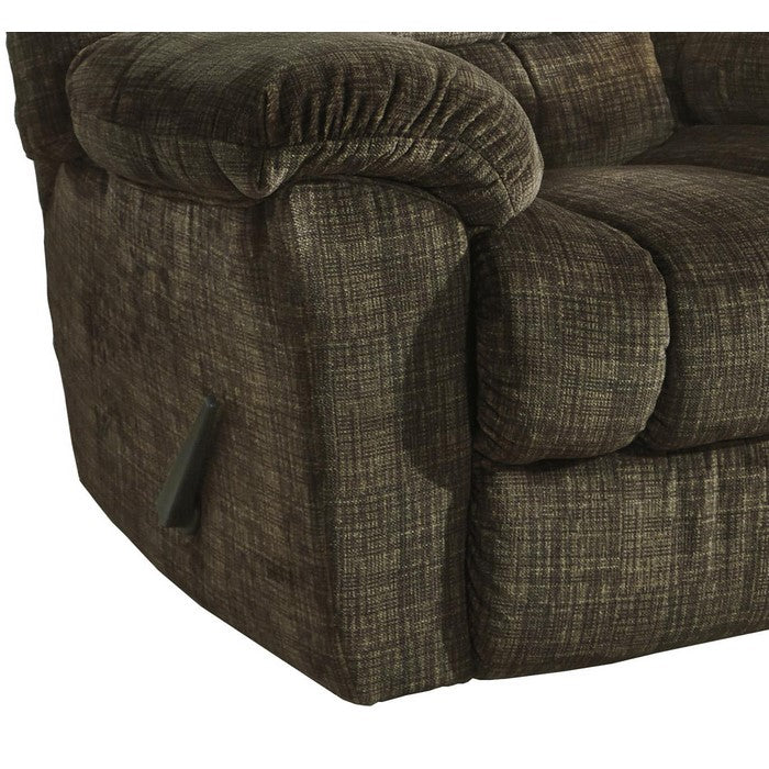 Wooden Zero Wall Recliner with Tufted Back and Pull Mechanism, Brown