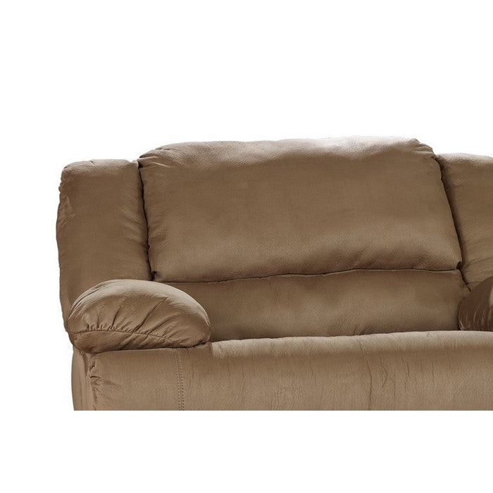 Wooden Zero Wall Wide Seat Recliner with Pull Tab and Glider, Brown