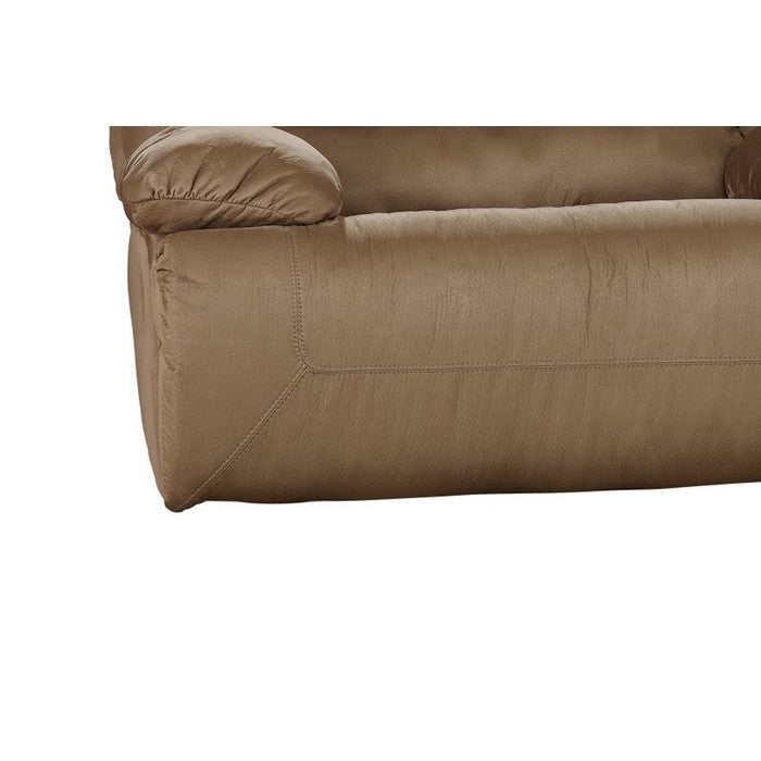 Wooden Zero Wall Wide Seat Recliner with Pull Tab and Glider, Brown