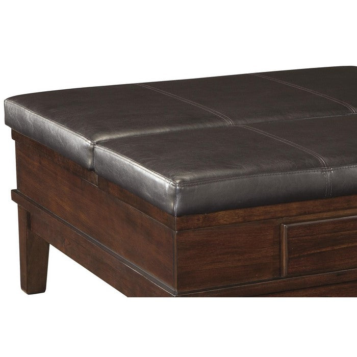 Leatherette Lift Top Ottoman Cocktail Table with 1 Drawer, Brown