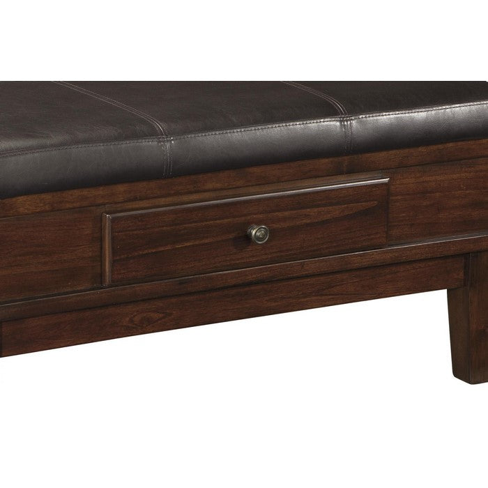 Leatherette Lift Top Ottoman Cocktail Table with 1 Drawer, Brown