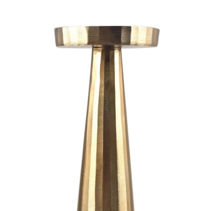 22 Inch Aluminum Pillar Type Candle Holder with Round Tray Top, Bronze