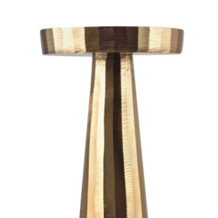 21 Inch Aluminum Pillar Type Candle Holder with Round Tray Top, Bronze