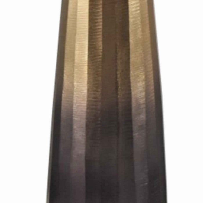 19 Inch Aluminum Pillar Type Candle Holder with Round Tray Top, Bronze