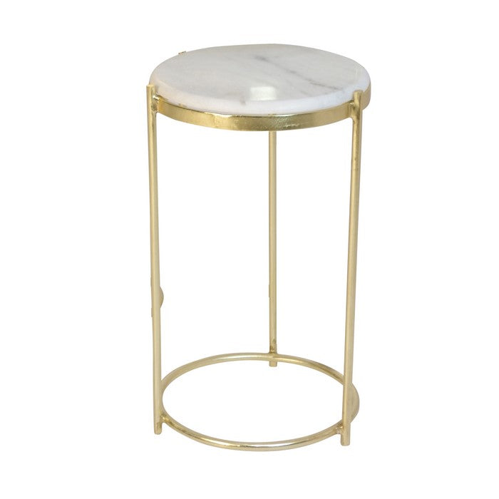 Side Table and Console Table with Metal Frame, Set of 3, Gold