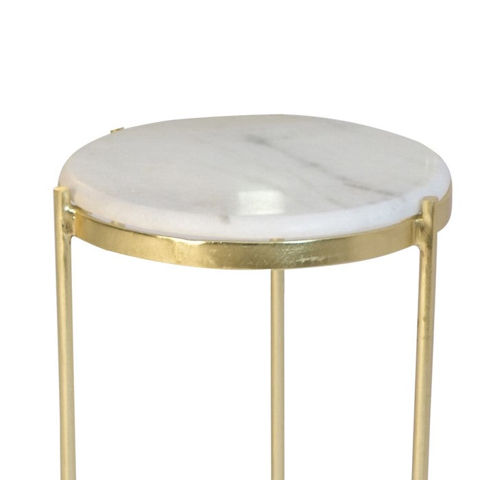 Side Table and Console Table with Metal Frame, Set of 3, Gold