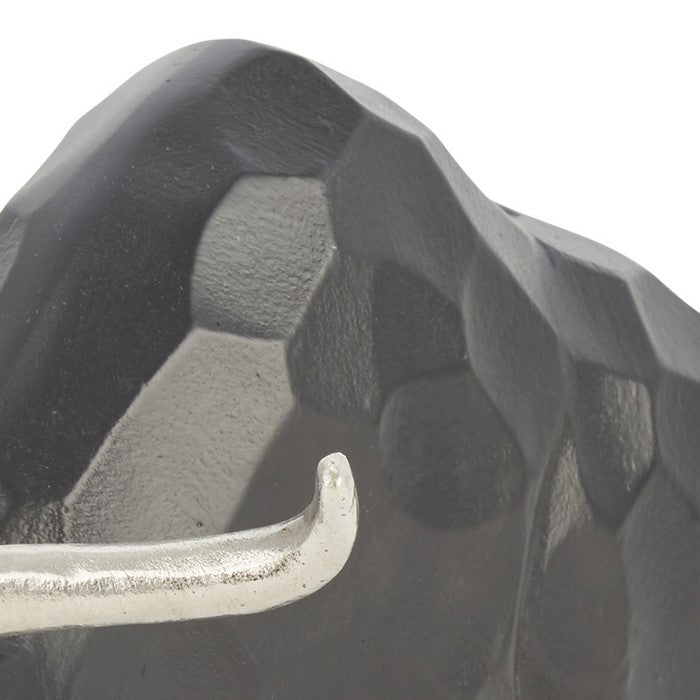 16 Inch Aluminium Bull Accent Decor with Geometric Texture, Gray