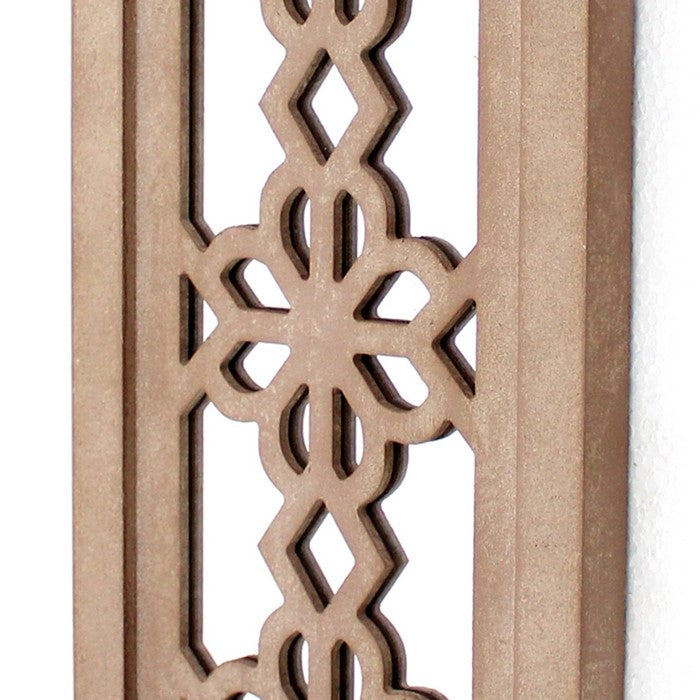 Rectangular Wood Candle Holder with Floral Lattice Design, Set of 2,Brown