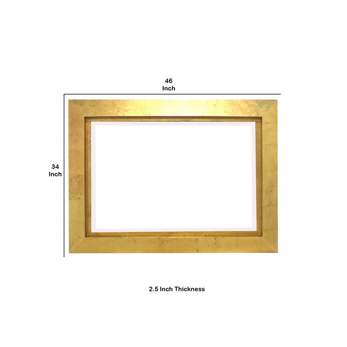 Contemporary Style Rectangular Wooden Frame Wall Mirror, Gold and Silver