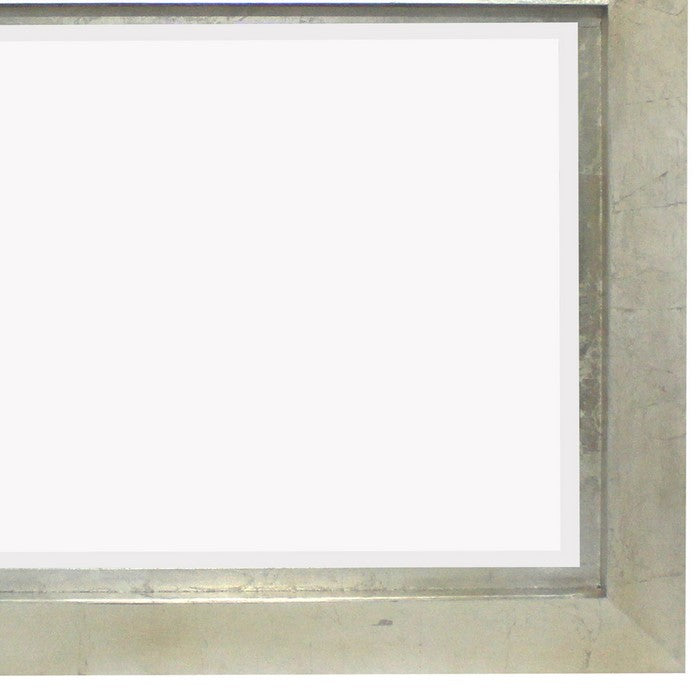 Contemporary Style Rectangular Wooden Frame Wall Mirror, Silver