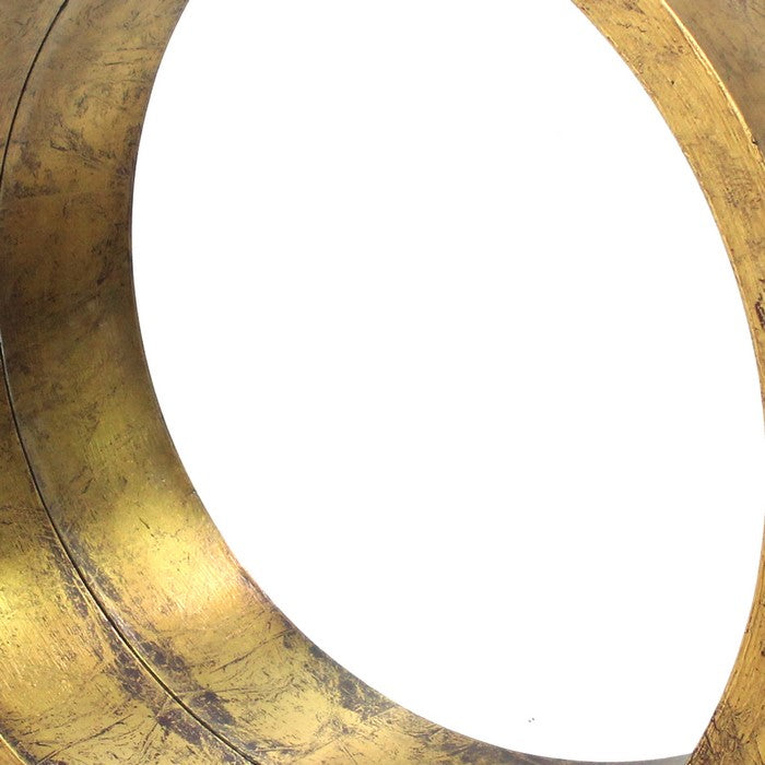 Rustic Style Wall Mirror with Round Tray Shape Frame, Gold and Silver