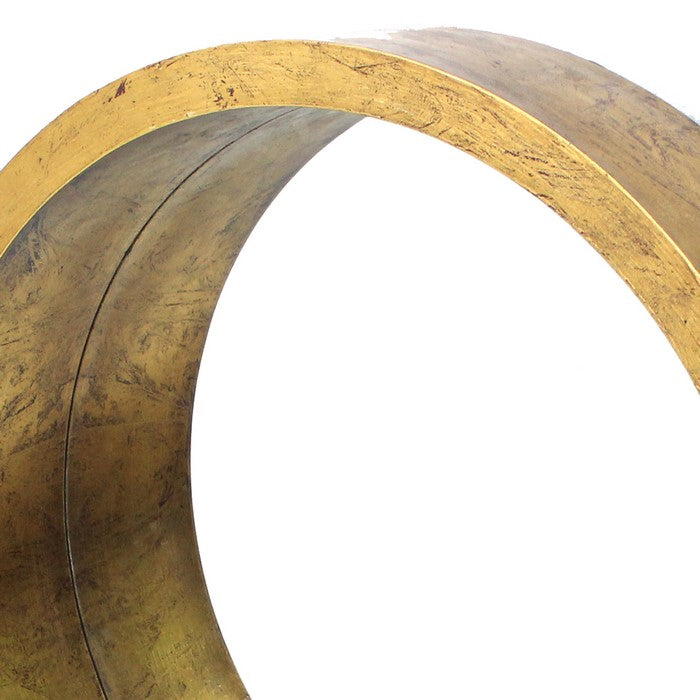 Rustic Style Wall Mirror with Round Tray Shape Frame, Gold and Silver