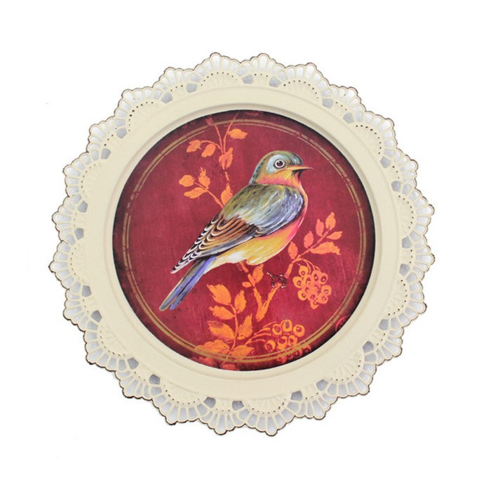4 Piece Plate Design Wall Decor with Nature Inspired Theme, Multicolor